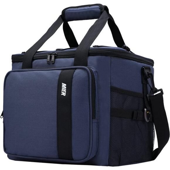 MIER Collapsible Lunch Cooler Bags Insulated 40 Cans/24L Large Soft Sided, Blue